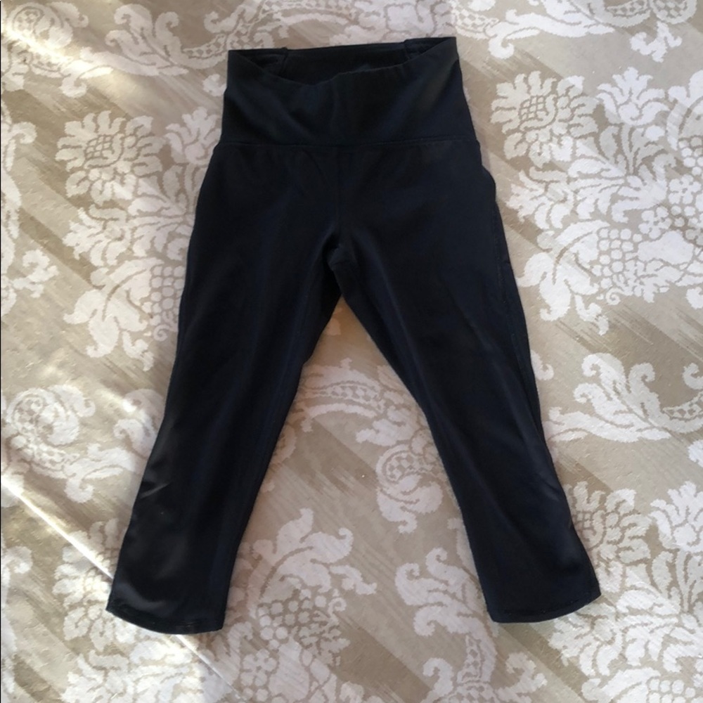 Black lululemon crops with mesh paneling